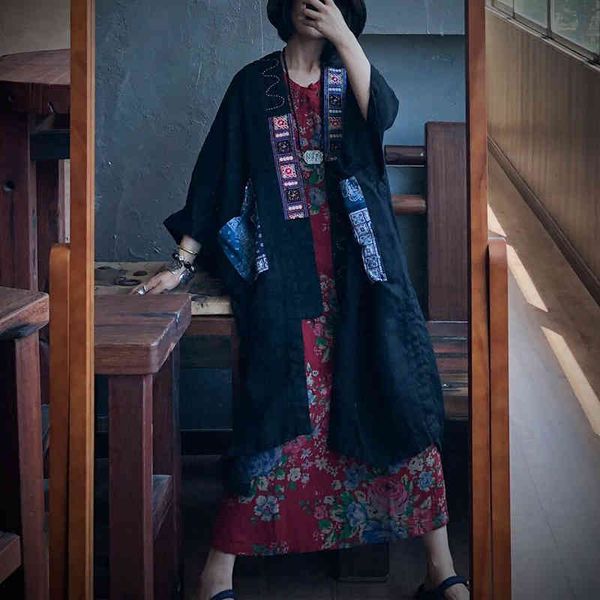 johnature women vintage patchwork long trench linen coats autumn loose chinese style trench retro casual open stitch 210521, Tan;black
johnature women vintage patchwork long trench linen coats autumn loose chinese style trench retro casual open stitch 210521, Tan;black