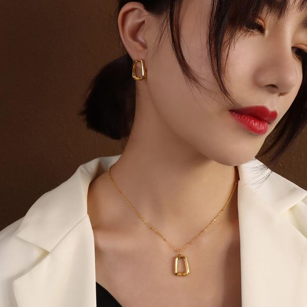 earrings & necklace stainless steel jewelry sets vintage style gold color letter pendant collars choker 2021 earring fashion, Silver
earrings & necklace stainless steel jewelry sets vintage style gold color letter pendant collars choker 2021 earring fashion, Silver