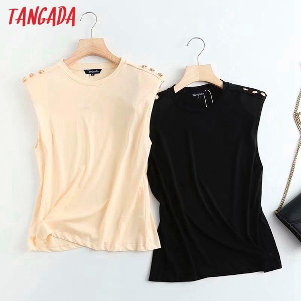 tangada 2021 women buttons shoulder sponge cotton t shirt sleeveless o neck tees ladies casual tee 4c70 women's t-shirt, White
tangada 2021 women buttons shoulder sponge cotton t shirt sleeveless o neck tees ladies casual tee 4c70 women's t-shirt, White