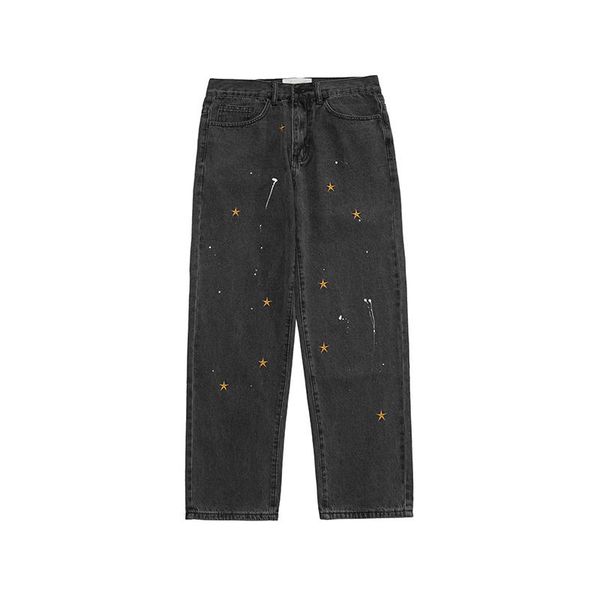 men's jeans autumn streetwear splash ink embroidery washed loose men and women straight harajuku hip hop baggy denim trousers, Blue
men's jeans autumn streetwear splash ink embroidery washed loose men and women straight harajuku hip hop baggy denim trousers, Blue