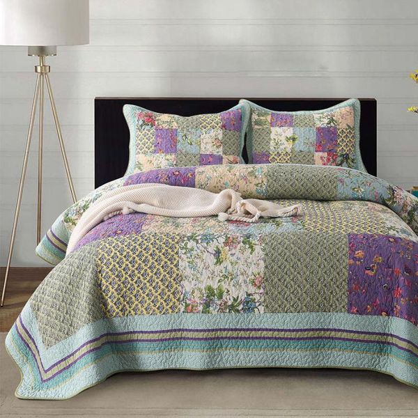 comforters & sets floral patchwork bedspread quilt 3pcs american cotton quilts bed cover with 2*pillowcase queen size coverlet summer blanke
comforters & sets floral patchwork bedspread quilt 3pcs american cotton quilts bed cover with 2*pillowcase queen size coverlet summer blanke