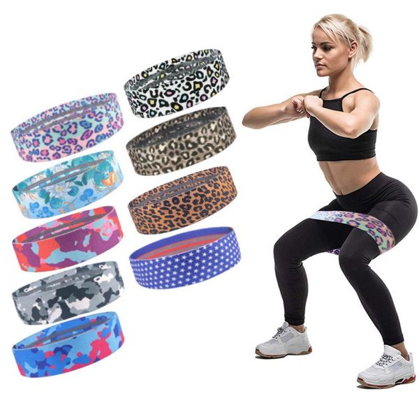 resistance bands yoga rubber fashion leopard print fitness elastic thicken pilates gym body slimming band