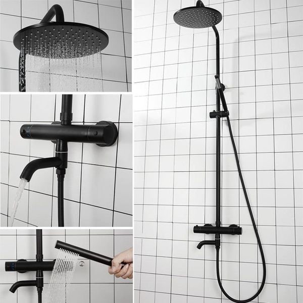black thermostatic shower faucets wall mounted cold mixer taps rainfall set waterfall bathroom rain mixers sets
black thermostatic shower faucets wall mounted cold mixer taps rainfall set waterfall bathroom rain mixers sets