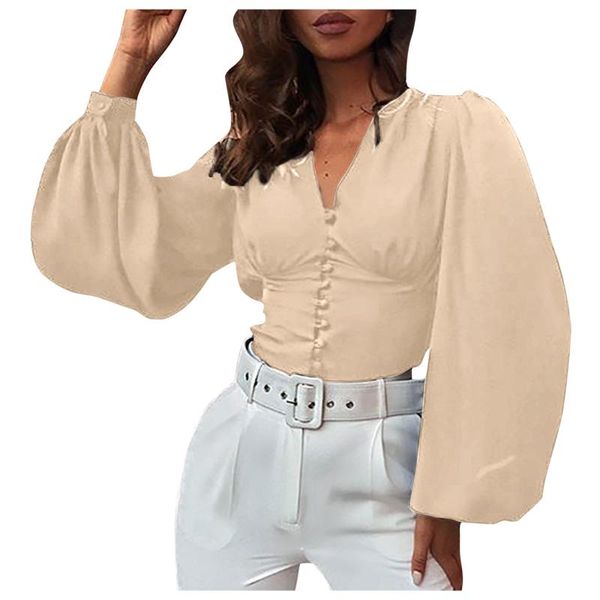 women's blouses & shirts womens lantern sleeve women shirt elegant fashion v-neck button long puff office blouse blusas elegantes, White
women's blouses & shirts womens lantern sleeve women shirt elegant fashion v-neck button long puff office blouse blusas elegantes, White