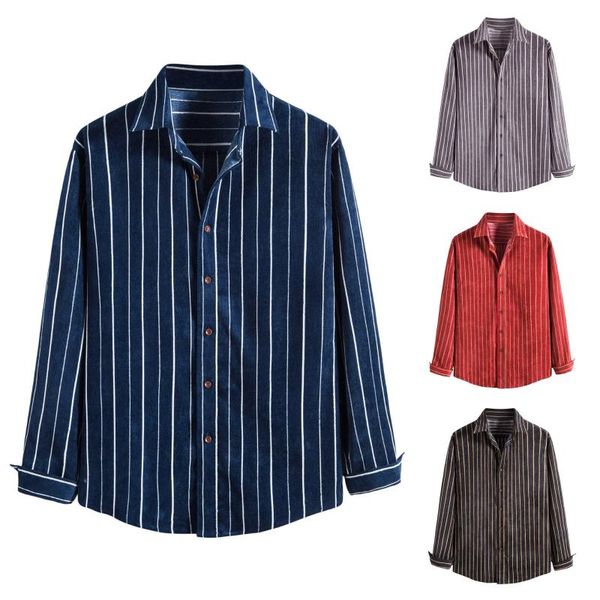 men's casual shirts men classic long sleeve pure color stripe easy plus size thick corduroy button autumn winter blouses, White;black
men's casual shirts men classic long sleeve pure color stripe easy plus size thick corduroy button autumn winter blouses, White;black