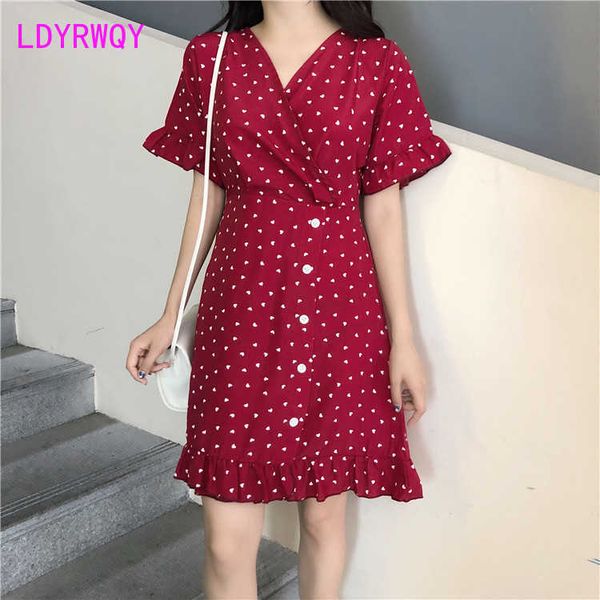 pink wave dot chiffon dress female summer v-neck knee-length office lady chiffon dot button short 210603, Black;gray
pink wave dot chiffon dress female summer v-neck knee-length office lady chiffon dot button short 210603, Black;gray