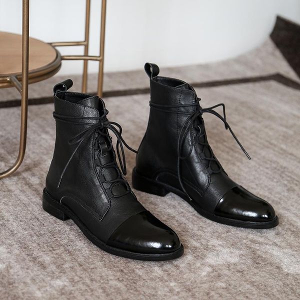 boots genuine leather female short winter est women lace up ankle party basic shoes woman low square heels, Black
boots genuine leather female short winter est women lace up ankle party basic shoes woman low square heels, Black