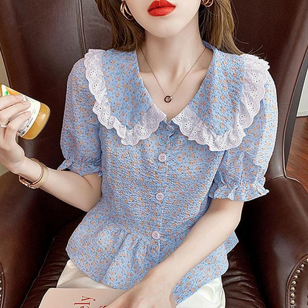 women's blouses & shirts 2021 summer style literary shirt fashion small fresh doll lapel temperament floral chiffon female, White
women's blouses & shirts 2021 summer style literary shirt fashion small fresh doll lapel temperament floral chiffon female, White