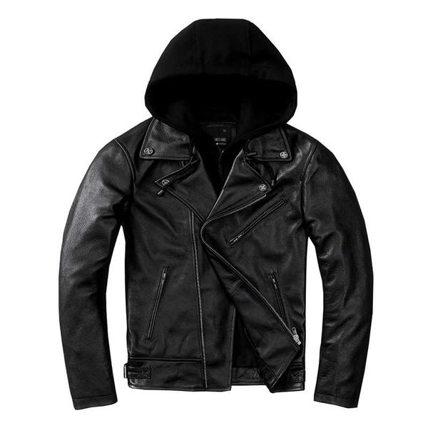 men's leather & faux 2021 mens hooded motorcycle jacket pure first layer cowhide detachable riding genuine, Black
men's leather & faux 2021 mens hooded motorcycle jacket pure first layer cowhide detachable riding genuine, Black