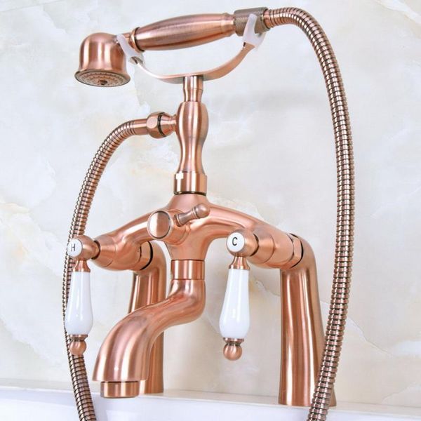 deck mount claw-foot bathtub faucet tub filler handheld shower antique red copper brass dual ceramic handles ana165 bathroom sets
deck mount claw-foot bathtub faucet tub filler handheld shower antique red copper brass dual ceramic handles ana165 bathroom sets