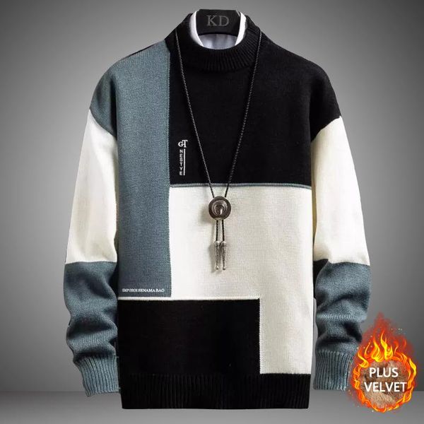 men's sweaters winter cashmere warm sweater men turtleneck mens pullover patchwork slim fit knitted christmas jumper, White;black
men's sweaters winter cashmere warm sweater men turtleneck mens pullover patchwork slim fit knitted christmas jumper, White;black