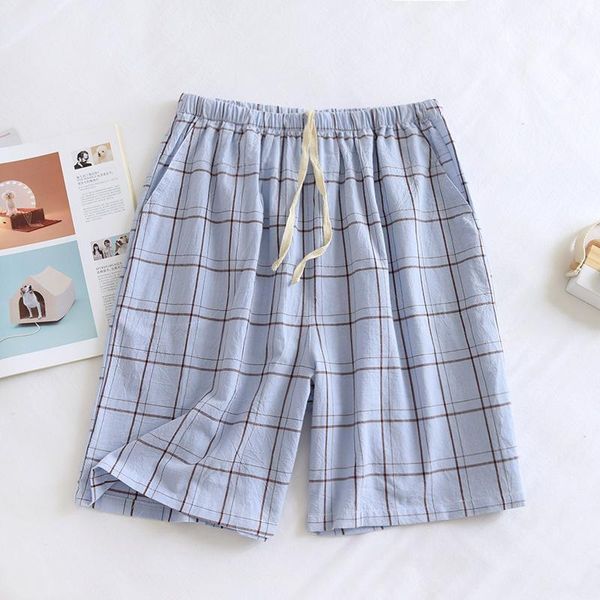 men's sleepwear summer home pajama shorts pajamas plaid simple cotton gauze comfortable five-point pants thin sleep wear, Black;brown
men's sleepwear summer home pajama shorts pajamas plaid simple cotton gauze comfortable five-point pants thin sleep wear, Black;brown