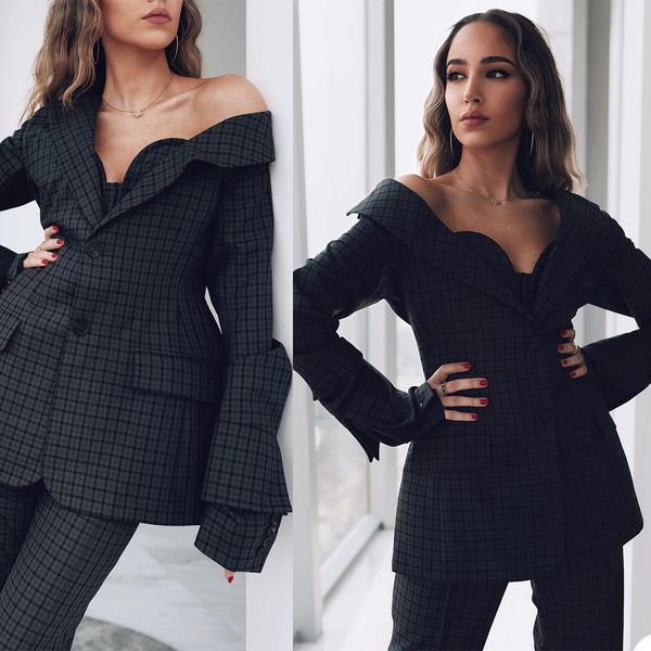 black plaid women wedding pants suits 2 pieces ladies evening party prom daily blazer tuxedos formal wear outfits(jacket+pants), Black;red
black plaid women wedding pants suits 2 pieces ladies evening party prom daily blazer tuxedos formal wear outfits(jacket+pants), Black;red