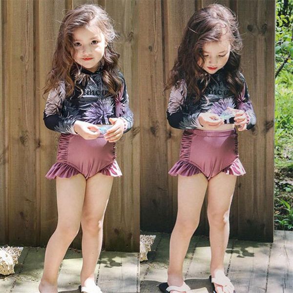 girls' swimwear long sleeve ruffle floral print two-piece swimsuit with swimming cap summer one-pieces, Black
girls' swimwear long sleeve ruffle floral print two-piece swimsuit with swimming cap summer one-pieces, Black