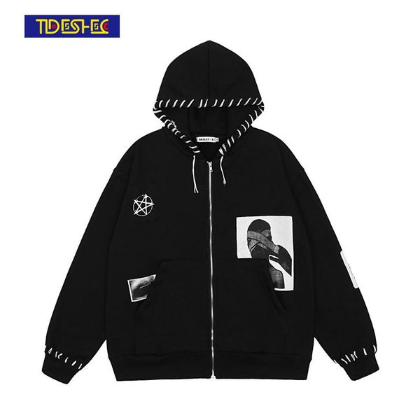 men's sweaters tideshec men hand-stitched gothic patch hoodie autumn oversized hooded sweatshirt hip hop for pullover, White;black
men's sweaters tideshec men hand-stitched gothic patch hoodie autumn oversized hooded sweatshirt hip hop for pullover, White;black