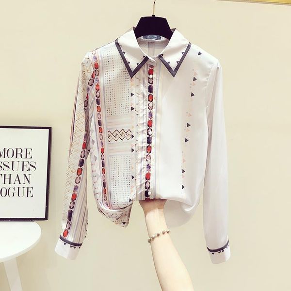 women's blouses & shirts 2021 spring fashion elegant stripe print long sleeves ol c321, White
women's blouses & shirts 2021 spring fashion elegant stripe print long sleeves ol c321, White