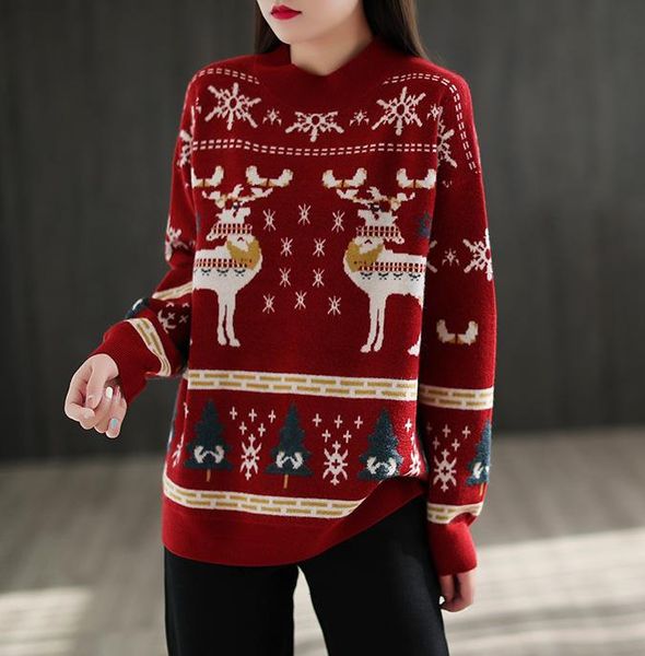 autumn winter women sweater retro loose all-match casual character pattern vintage women's sweaters, White;black
autumn winter women sweater retro loose all-match casual character pattern vintage women's sweaters, White;black