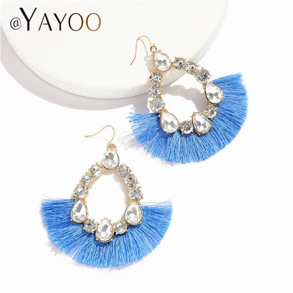 bohemian crystal tassel earrings blue geometric fashion for women korean long fringe statement hanging earring female dangle & chandelier, Silver
bohemian crystal tassel earrings blue geometric fashion for women korean long fringe statement hanging earring female dangle & chandelier, Silver