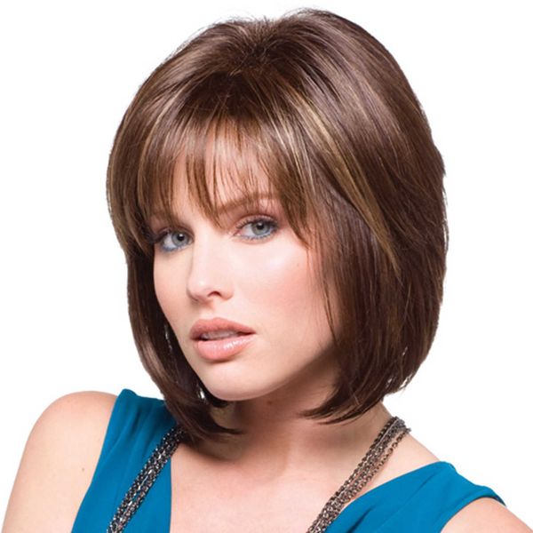 2021 women's wig qi bangs mixed color chemical fiber head short straight hair cover, Black
2021 women's wig qi bangs mixed color chemical fiber head short straight hair cover, Black