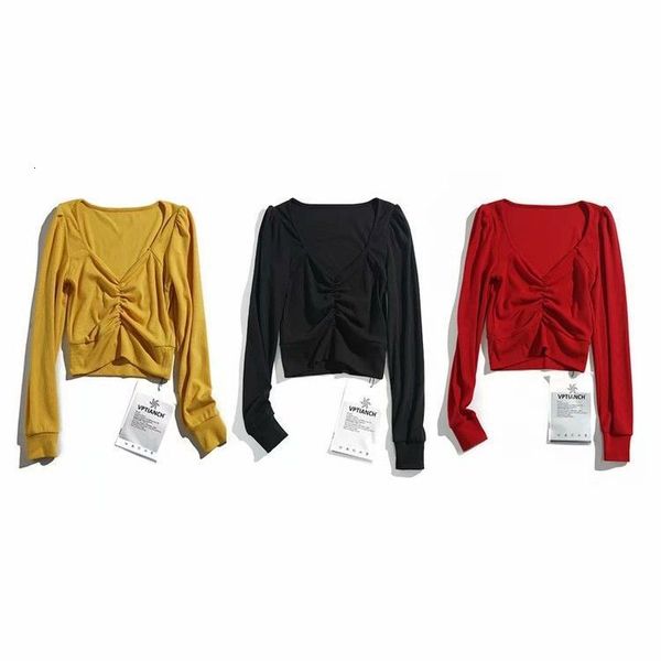 t shirt 2021 spring fashion pullover v-neck long sleeve pleated slim fit women's tight, White
t shirt 2021 spring fashion pullover v-neck long sleeve pleated slim fit women's tight, White