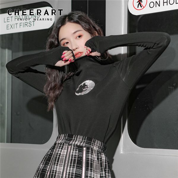 embroidery moon t shirt women black turtle neck long sleeve fuzzy tee basic tshirt underwear 210427, White
embroidery moon t shirt women black turtle neck long sleeve fuzzy tee basic tshirt underwear 210427, White