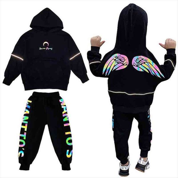 kids 2 16 years two piece set boys girls hip hop fashion reflactive wing printed hoodie sport pant hooded clothing, White
kids 2 16 years two piece set boys girls hip hop fashion reflactive wing printed hoodie sport pant hooded clothing, White