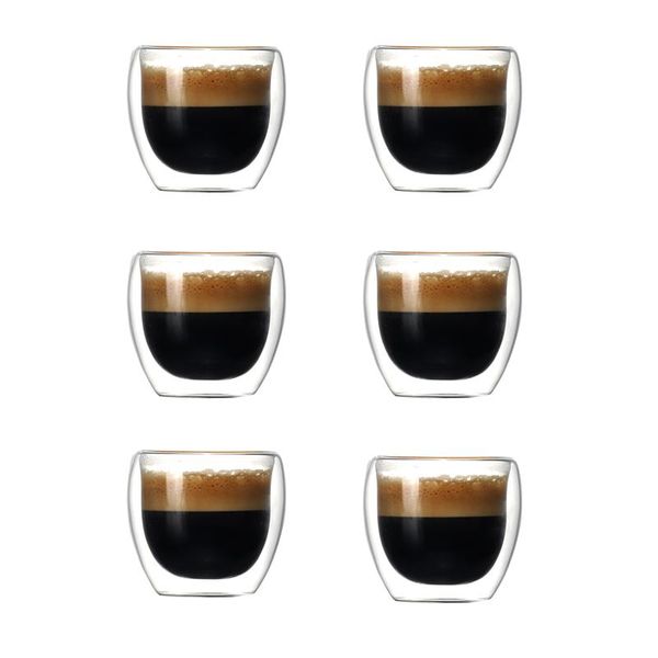 set of 2/6pcs 80ml double wall insulated heat resistant glass coffee cups for drinking tea,latte,espresso 2.7oz & saucers
set of 2/6pcs 80ml double wall insulated heat resistant glass coffee cups for drinking tea,latte,espresso 2.7oz & saucers