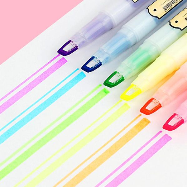 6pcs/set candy color highlighter pen dual tips fluorescent art makers brush school&office supplies kawaii stationery highlighters, Black;red
6pcs/set candy color highlighter pen dual tips fluorescent art makers brush school&office supplies kawaii stationery highlighters, Black;red