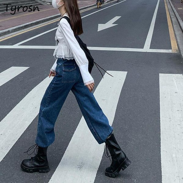 women's jeans women vintage high waist tie feet chic fashion streetwear all-match leisure loose slender denim trousers casual ulzzang, Blue
women's jeans women vintage high waist tie feet chic fashion streetwear all-match leisure loose slender denim trousers casual ulzzang, Blue