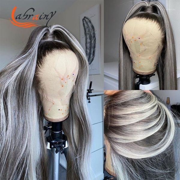 highlight 613 grey hd transparent body wave 13x6 lace frontal human hair wigs ombre colored remy wig pre plucked bleached knots1, Black;brown
highlight 613 grey hd transparent body wave 13x6 lace frontal human hair wigs ombre colored remy wig pre plucked bleached knots1, Black;brown