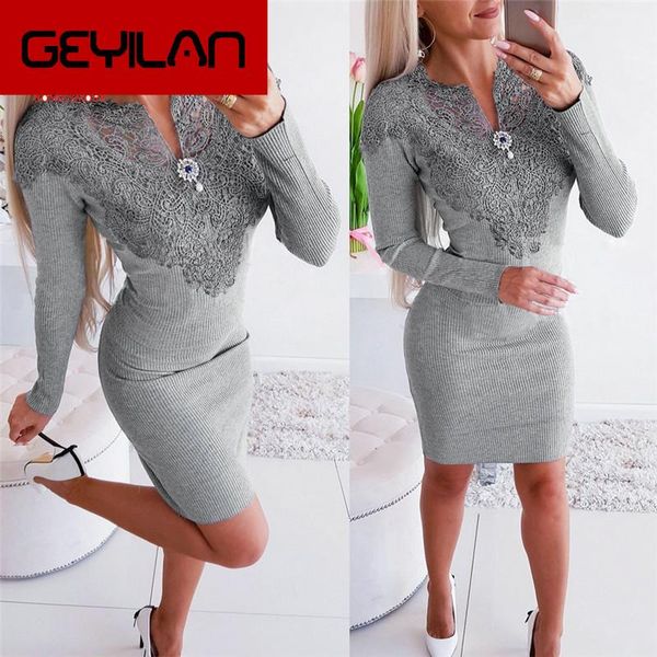 elegant lady autumn winter pencil dress patchwork design lace beading decor v-neck long sleeve solid color slim hips mini casual dresses, Black;gray
elegant lady autumn winter pencil dress patchwork design lace beading decor v-neck long sleeve solid color slim hips mini casual dresses, Black;gray