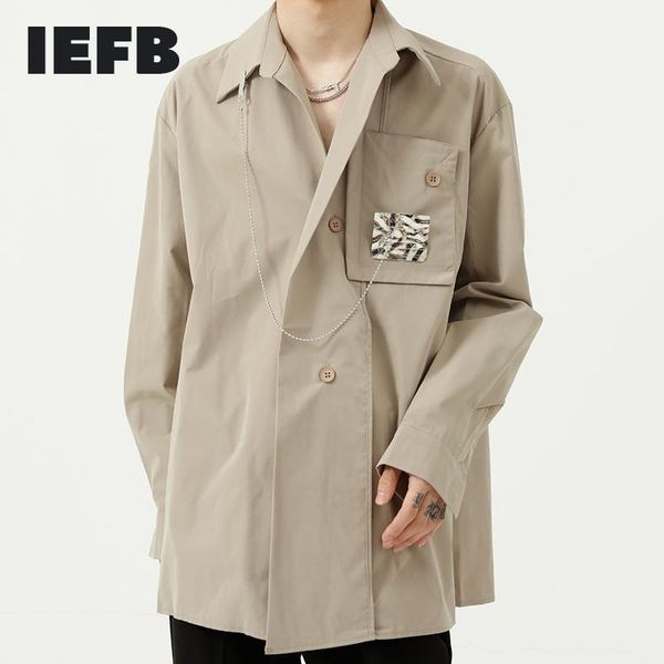 men's casual shirts iefb wear autumn detachable metal design long sleeve shirt korean fashion white black oversized 2021 9y8192
men's casual shirts iefb wear autumn detachable metal design long sleeve shirt korean fashion white black oversized 2021 9y8192
