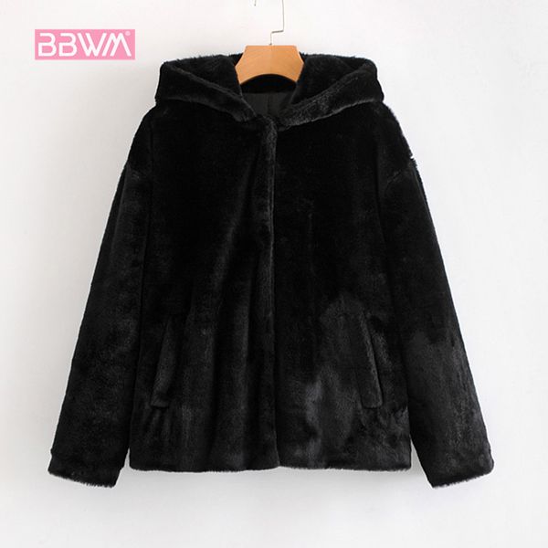 leisure vacation autumn women's wild slim faux fur hooded women's jacket coat 210507, Black
leisure vacation autumn women's wild slim faux fur hooded women's jacket coat 210507, Black