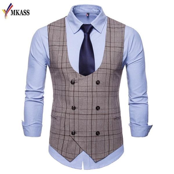 

men's vests classic british plaid vest gentleman business man formal suit blazers coat for occasion wedding plus size 4xl, Black;white