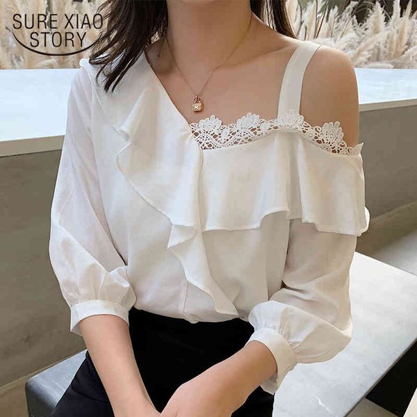 white puff sleeve ladies shirts with lace summer chiffon blouse women skew collar plus size female clothing blusas 13901 210415
white puff sleeve ladies shirts with lace summer chiffon blouse women skew collar plus size female clothing blusas 13901 210415