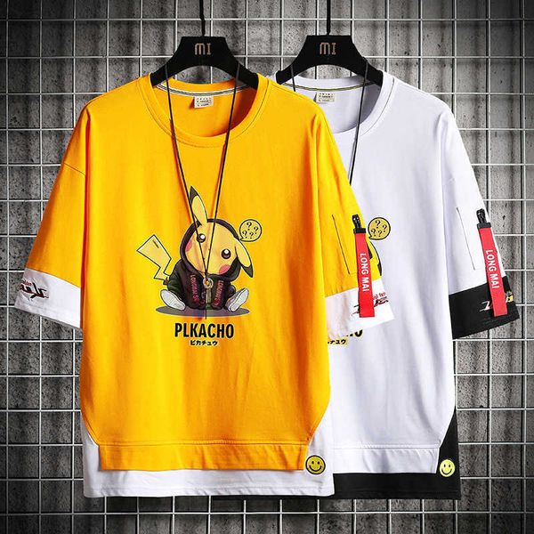 fake 2-piece short sleeve cotton round neck printed t-shirt men's fashion large size loose bottomed top, White;black
fake 2-piece short sleeve cotton round neck printed t-shirt men's fashion large size loose bottomed top, White;black