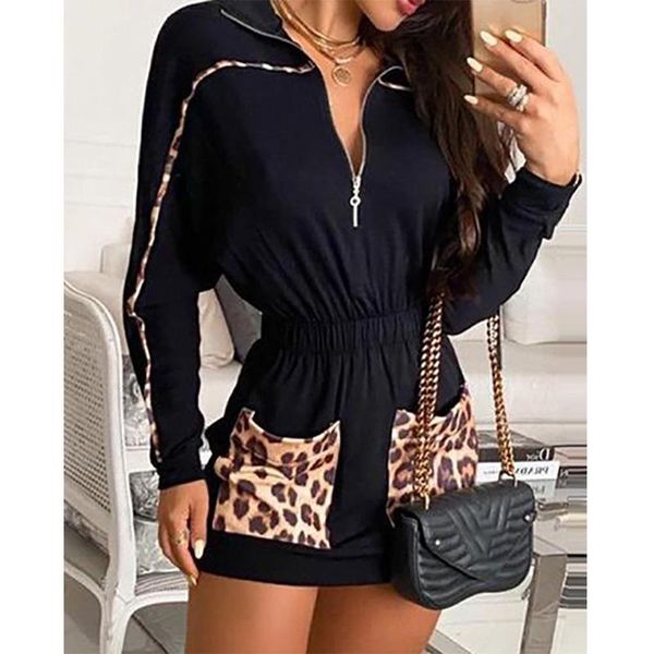 casual dresses 2021 women autumn leopard print pocket v-neck long sleeve classic t-shirt mini dress fashion streetwear, Black;gray
casual dresses 2021 women autumn leopard print pocket v-neck long sleeve classic t-shirt mini dress fashion streetwear, Black;gray