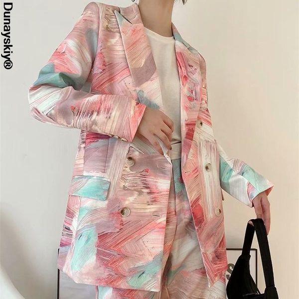 women's suits & blazers women printed mixed color double breasted blazer lapel long sleeve loose jacket fashion tide spring autumn 2021, White;black
women's suits & blazers women printed mixed color double breasted blazer lapel long sleeve loose jacket fashion tide spring autumn 2021, White;black