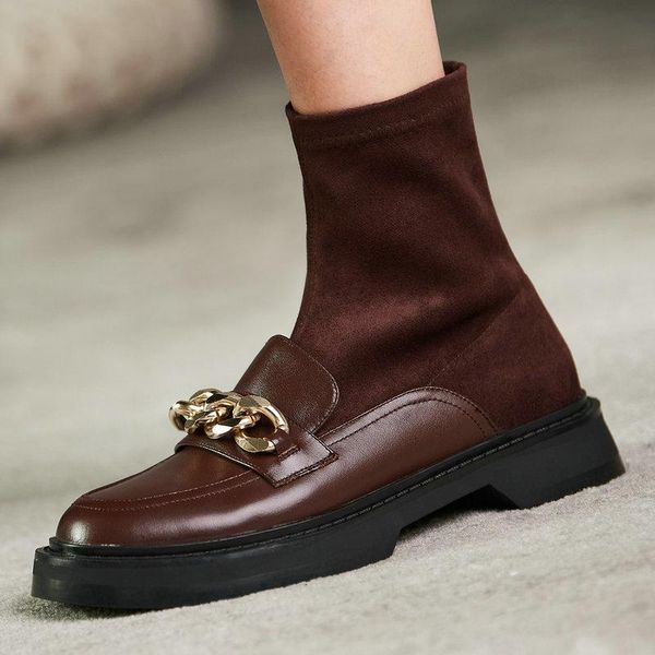 boots metal decoration women ankle round toe thick low heels sock autumn winter casual working shoes woman size 42 43, Black
boots metal decoration women ankle round toe thick low heels sock autumn winter casual working shoes woman size 42 43, Black