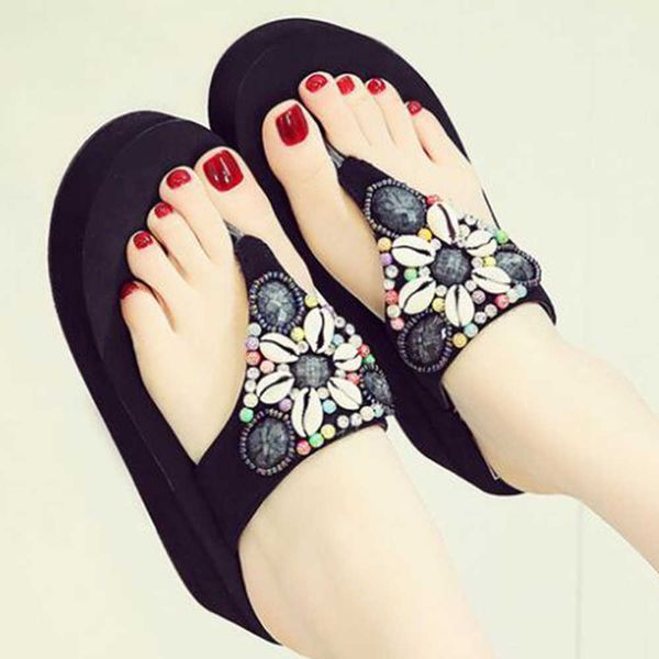 fashion shell beading women's beach flip flops bohemian sandals slipper platform wedge shoe sh145 210625, Black
fashion shell beading women's beach flip flops bohemian sandals slipper platform wedge shoe sh145 210625, Black