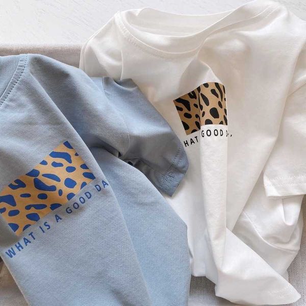 children's t-shirt 2021 children's summer new short sleeve crew neck solid leopard print summer baby all match cotton t-shirt y091, Blue
children's t-shirt 2021 children's summer new short sleeve crew neck solid leopard print summer baby all match cotton t-shirt y091, Blue