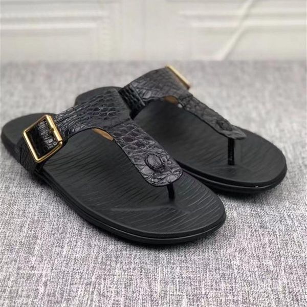 slippers authentic real true alligator skin soft rubble sole men casual flip-flops genuine exotic crocodile leather male leisure, Black
slippers authentic real true alligator skin soft rubble sole men casual flip-flops genuine exotic crocodile leather male leisure, Black
