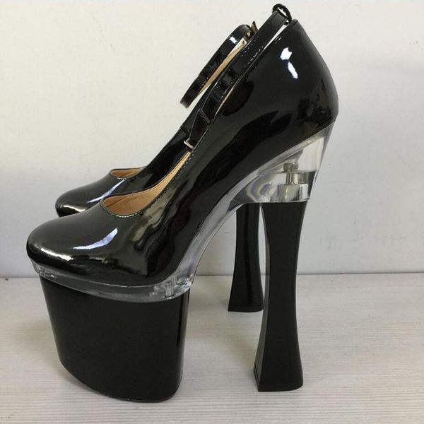 dress shoes platform pumps 18.5cm super high heels women fashion glossy round toe party ankle strap metal big size, Black
dress shoes platform pumps 18.5cm super high heels women fashion glossy round toe party ankle strap metal big size, Black