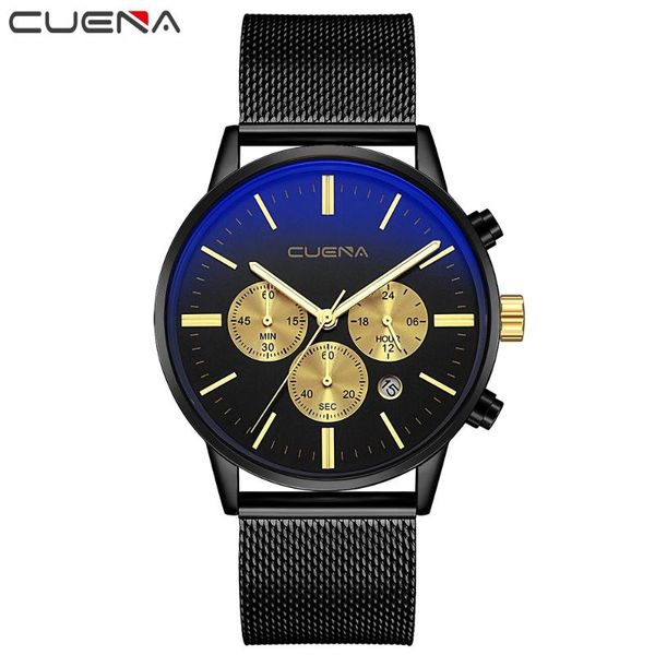 wristwatches cuena chronograph men's quartz watch stainless steel mesh belt fashionable business analog relogioy40, Slivery;brown
wristwatches cuena chronograph men's quartz watch stainless steel mesh belt fashionable business analog relogioy40, Slivery;brown