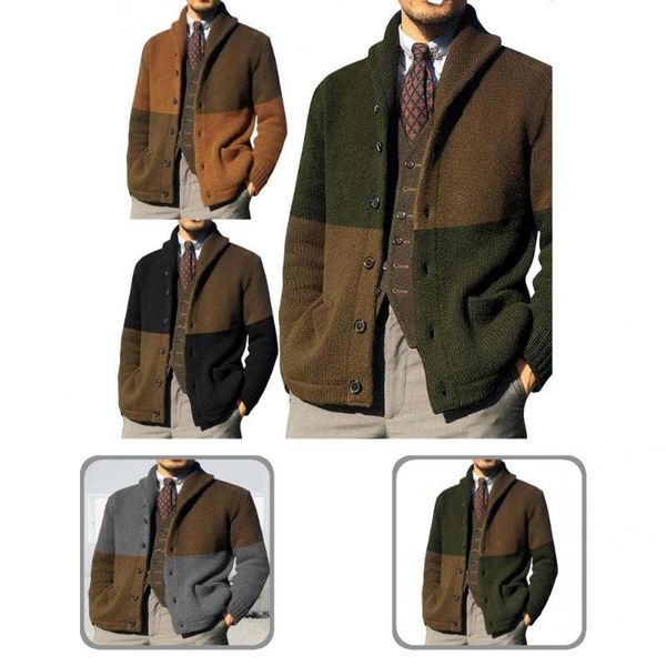 men's sweaters outwear color block buttons sweater coat streetwear men long sleeve for daily wear, White;black
men's sweaters outwear color block buttons sweater coat streetwear men long sleeve for daily wear, White;black