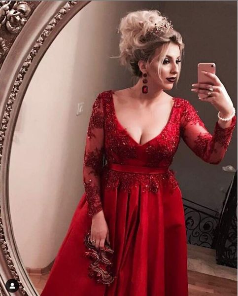 elegant red a-line beaded lace evening dresses backless stain full sleeves deep v-neck prom appliques vestidos largos invierno, Black;red
elegant red a-line beaded lace evening dresses backless stain full sleeves deep v-neck prom appliques vestidos largos invierno, Black;red