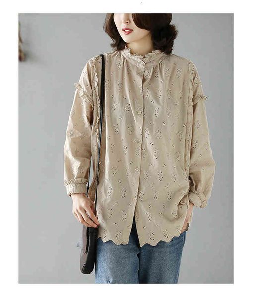 women's blouses & shirts cotton long-sleeved hollow shirt lace collar literary solid color jacquard embroidered 0vrg, White
women's blouses & shirts cotton long-sleeved hollow shirt lace collar literary solid color jacquard embroidered 0vrg, White