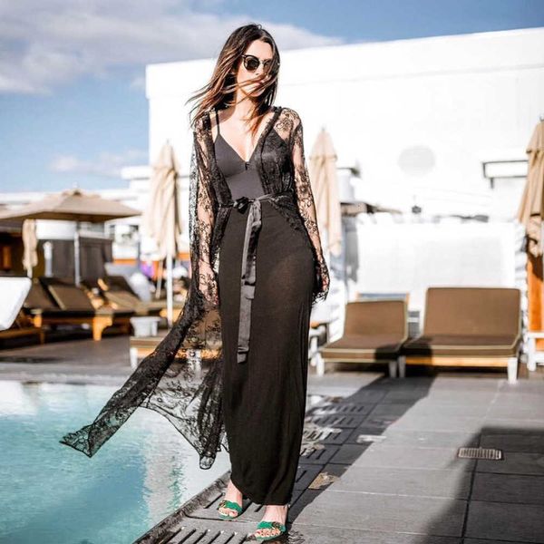 black and white deep v-neck long sleeve lace perspective tight tailed dress long skirt, Black;pink
black and white deep v-neck long sleeve lace perspective tight tailed dress long skirt, Black;pink