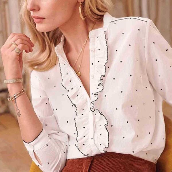 women's blouses & shirts blouses chemise ruffle women autumn summer long sleeve v neck polka dot embroidery chic elegant tunic vintage, White
women's blouses & shirts blouses chemise ruffle women autumn summer long sleeve v neck polka dot embroidery chic elegant tunic vintage, White