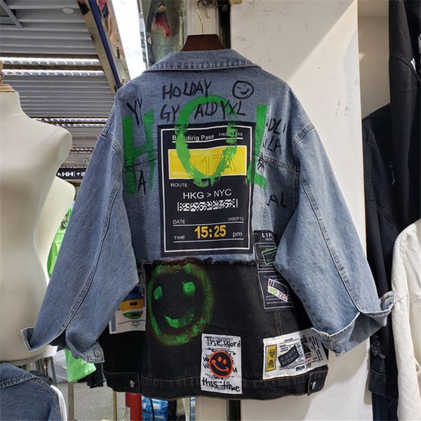 women's jackets jean jacket streetwear fashion divided graffiti print lapel pocket jeans loosen patchwork coat female p1ql, Black;brown
women's jackets jean jacket streetwear fashion divided graffiti print lapel pocket jeans loosen patchwork coat female p1ql, Black;brown